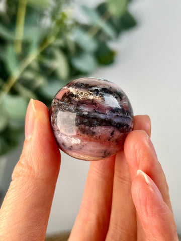 Grade A Pink Opal Sphere from Peru, Organic Hand-Polished, Stone of the Gods, Heart Healing,Spiritual Protection, Ancestral Wisdom PS17, 36g