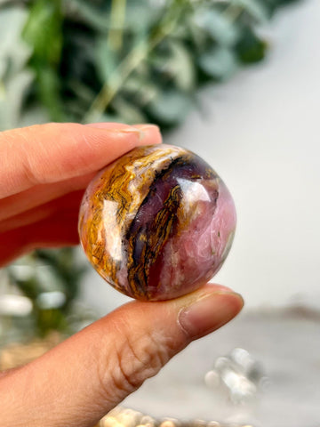 Grade A Pink Opal Sphere from Peru, Organic Hand-Polished, Stone of the Gods, Heart Healing,Spiritual Protection, Ancestral Wisdom PS19, 48g
