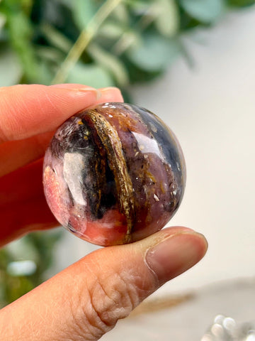 Grade A Pink Opal Sphere from Peru, Organic Hand-Polished, Stone of the Gods, Heart Healing,Spiritual Protection, Ancestral Wisdom PS21, 50g