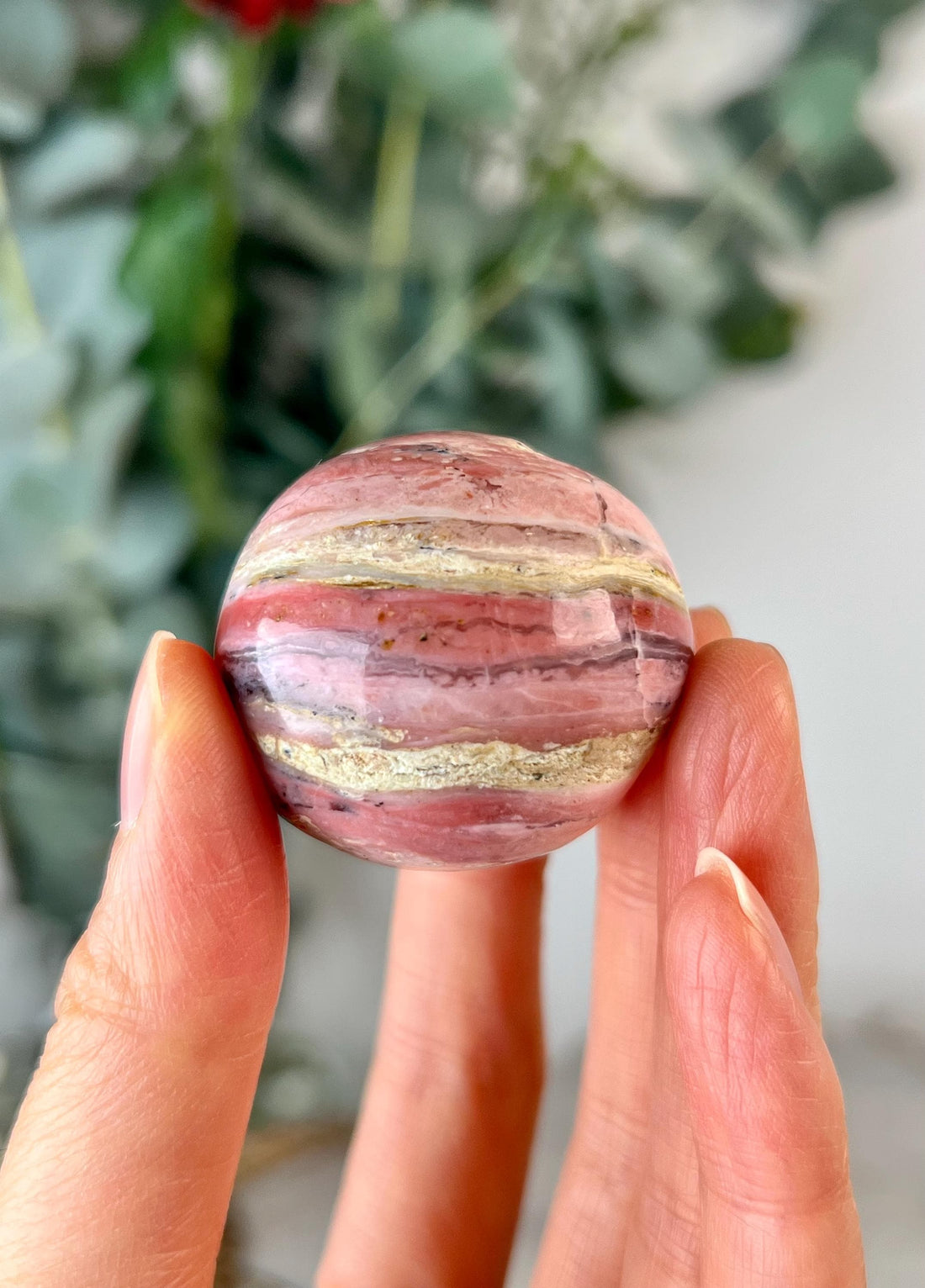 Grade A Pink Opal Sphere from Peru, Organic Hand-Polished, Stone of the Gods, Heart Healing,Spiritual Protection, Ancestral Wisdom PS23, 55g