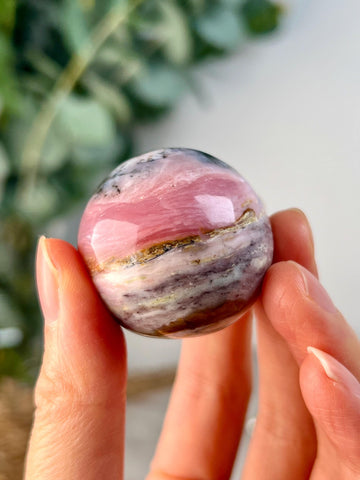 Grade A Pink Opal Sphere from Peru, Organic Hand-Polished, Stone of the Gods, Heart Healing,Spiritual Protection, Ancestral Wisdom PS18, 49g