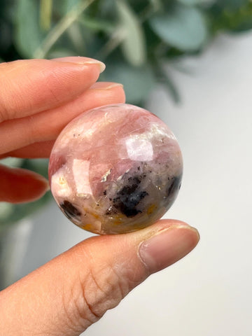 Grade A Pink Opal Sphere from Peru, Organic Hand-Polished, Stone of the Gods, Heart Healing,Spiritual Protection, Ancestral Wisdom PS20, 35g