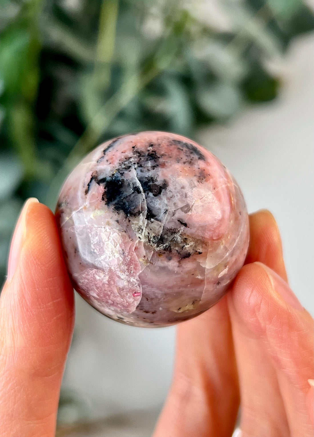 Grade A Pink Opal Sphere from Peru, Organic Hand-Polished, Stone of the Gods, Heart Healing,Spiritual Protection, Ancestral Wisdom PS22, 60g
