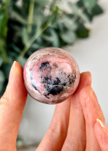 Grade A Pink Opal Sphere from Peru, Organic Hand-Polished, Stone of the Gods, Heart Healing,Spiritual Protection, Ancestral Wisdom PS22, 60g