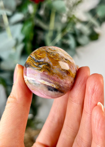 Grade A Pink Opal Sphere from Peru, Organic Hand-Polished, Stone of the Gods, Heart Healing,Spiritual Protection, Ancestral Wisdom PS24, 54g
