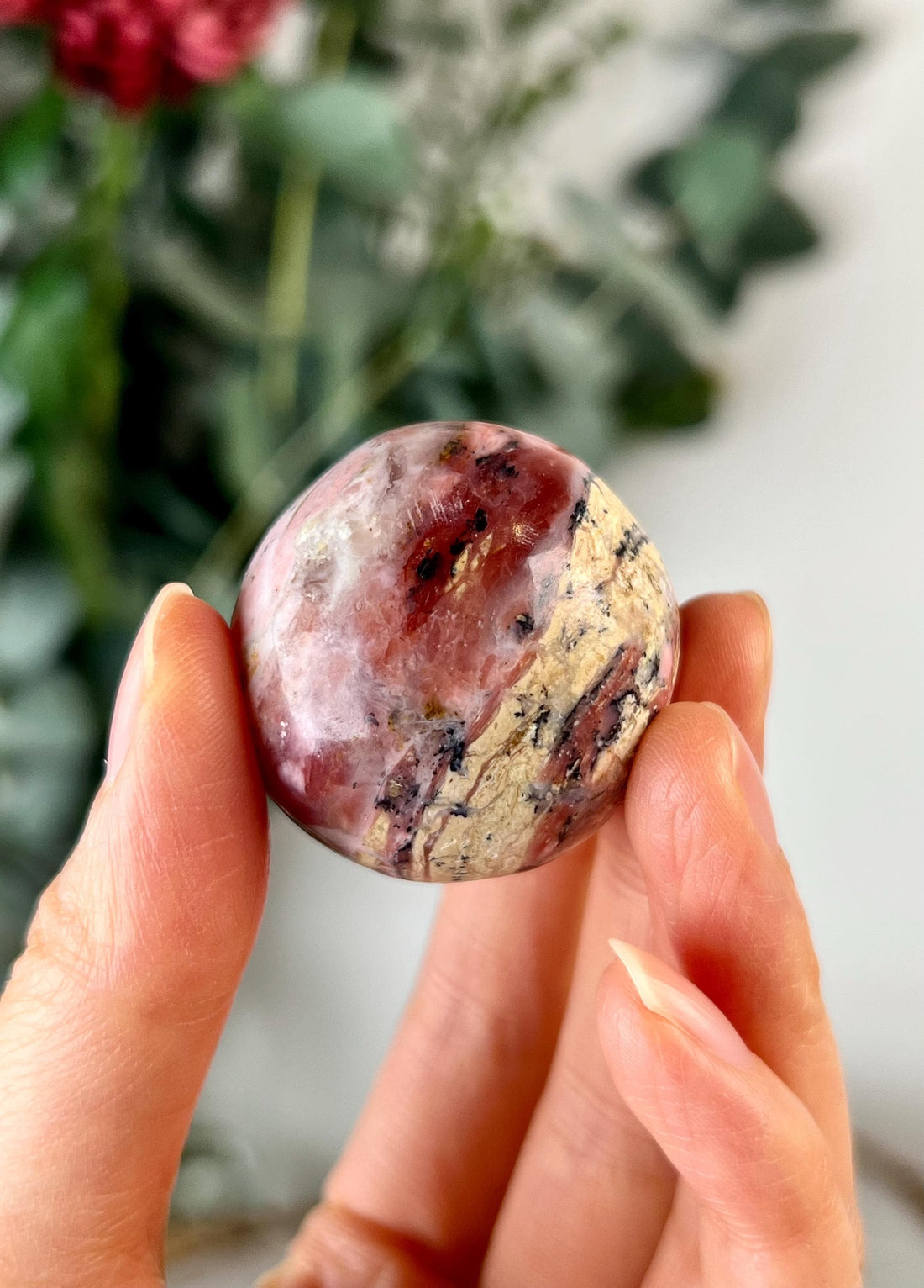 Grade A Pink Opal Sphere from Peru, Organic Hand-Polished, Stone of the Gods, Heart Healing,Spiritual Protection, Ancestral Wisdom PS25, 51g