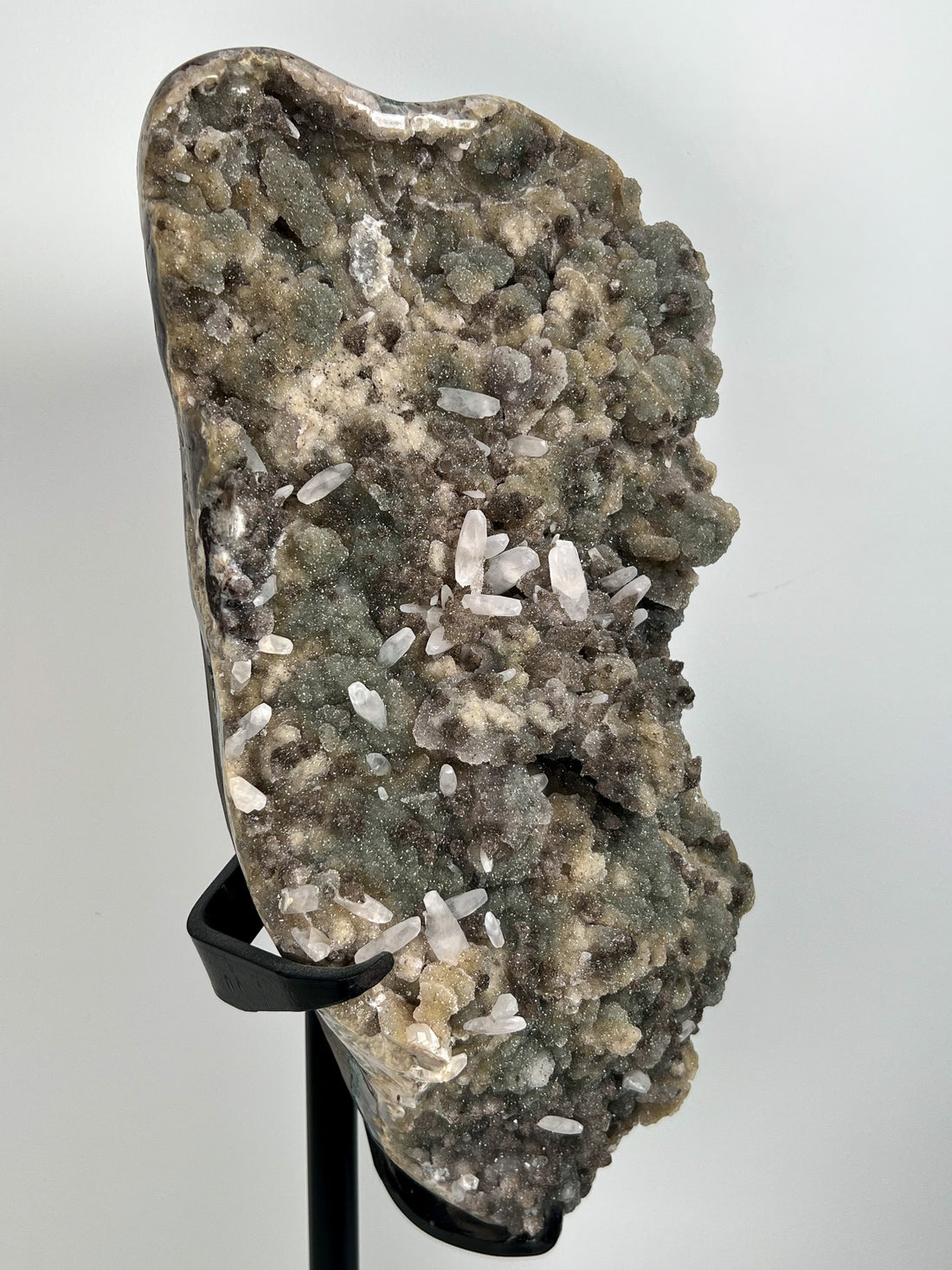 Green Amethyst Statement Piece on Stand | Druzy Calcite Jasper Formation from Diamantina Brazil | 14.3kg