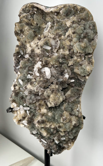 Green Amethyst Statement Piece on Stand | Druzy Calcite Jasper Formation from Diamantina Brazil | 14.3kg
