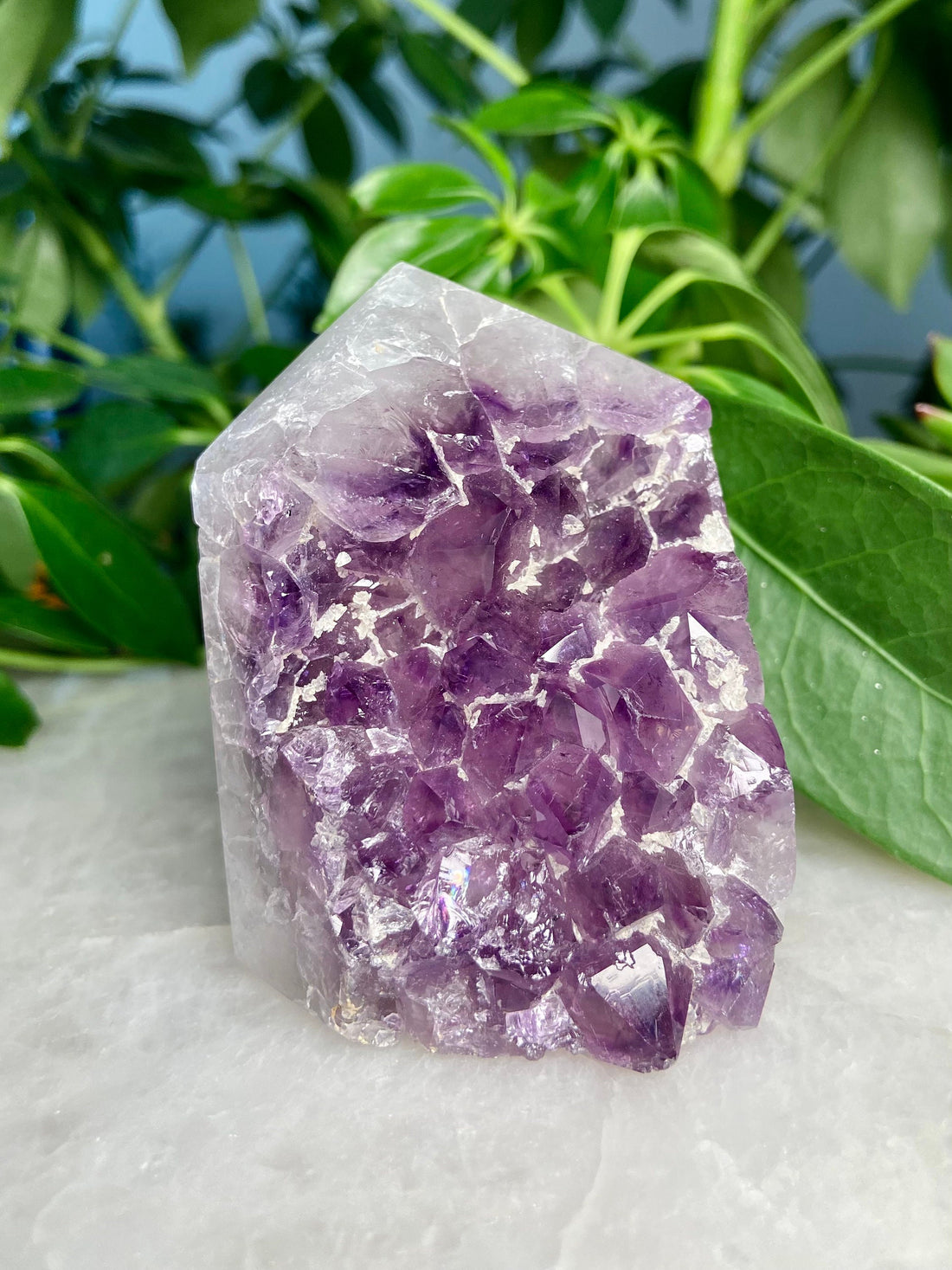 Brazil AMETHYST Geode TOWER, Crystal For Wealth, Aura Cleansing, Amethyst with AGATE, Spirituality Awareness, Tranquility, Protection 301g