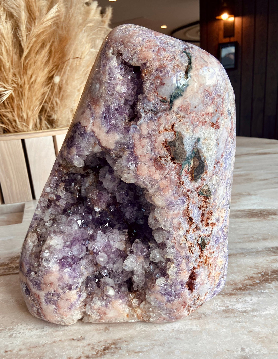 Exquisite Grade AAA Pink Amethyst Statement Piece with Natural Geodes & Jasper Lining Hematite, Amethyst Flower, Druzy 15.55kg