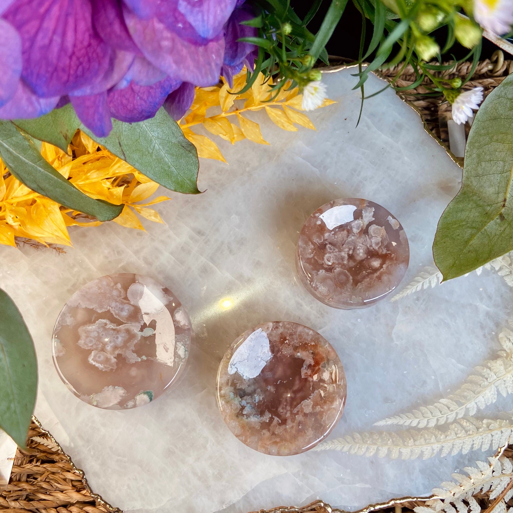Madagascar Natural Flower Agate, Crystal Jeweller Dish, Inner Peace and Harmony