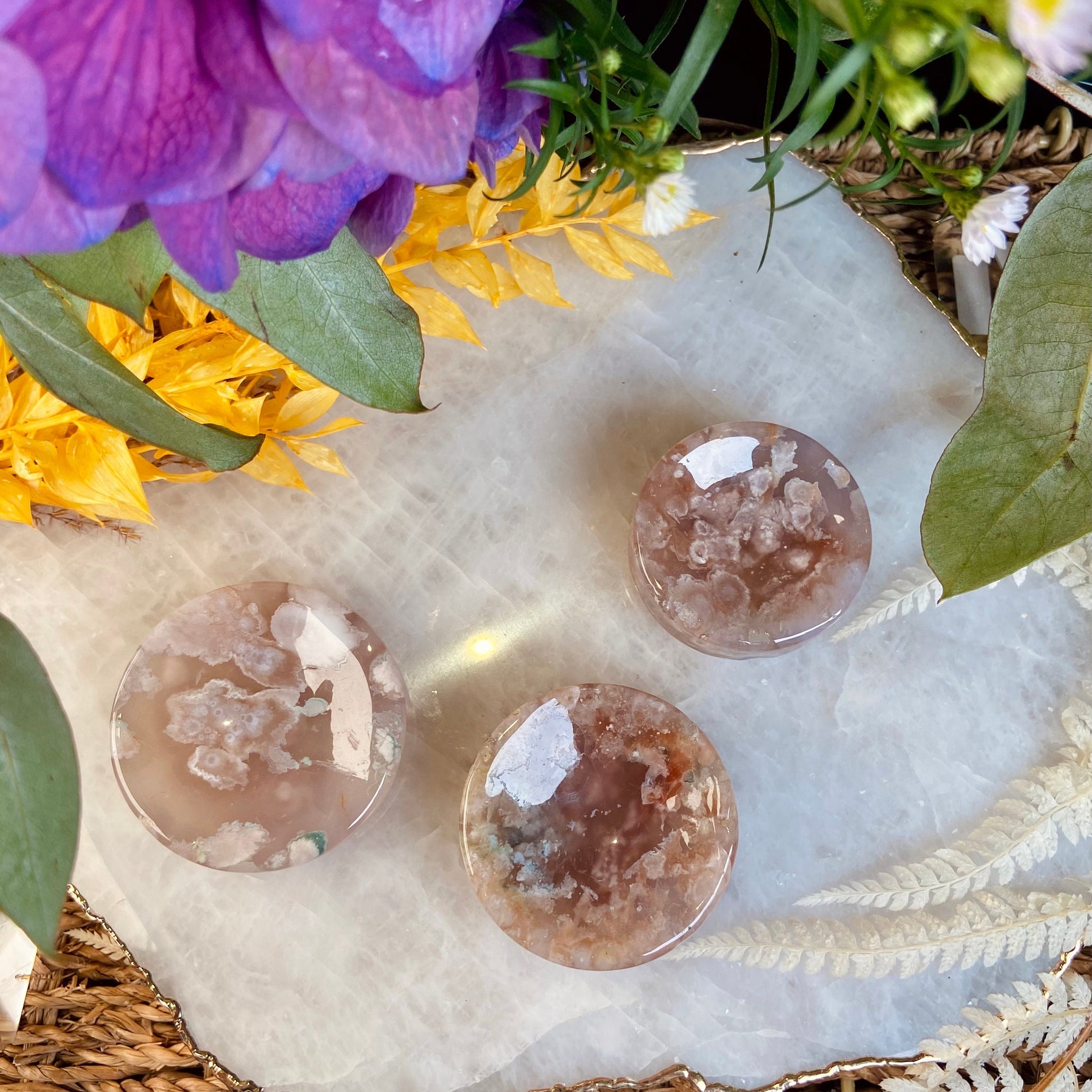 Madagascar Natural Flower Agate, Crystal Jeweller Dish, Inner Peace and Harmony