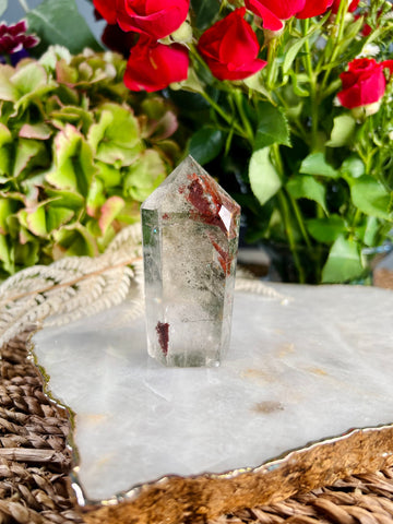 Natural Garden QUARTZ TOWER, Phantom Quartz, Quality Extra, Reiki Crystal, Deep Karmic Healing 136g