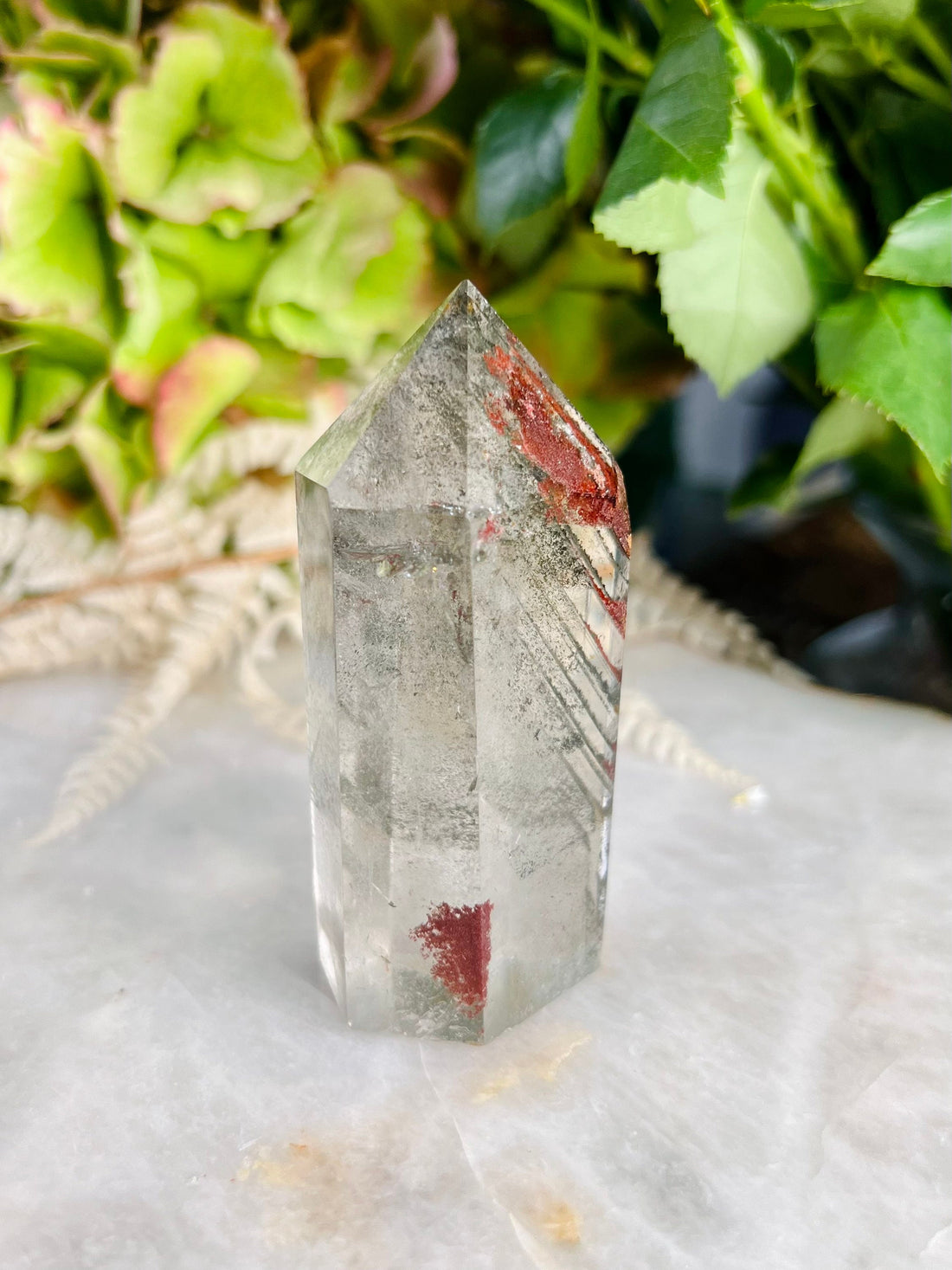 Natural Garden QUARTZ TOWER, Phantom Quartz, Quality Extra, Reiki Crystal, Deep Karmic Healing 136g