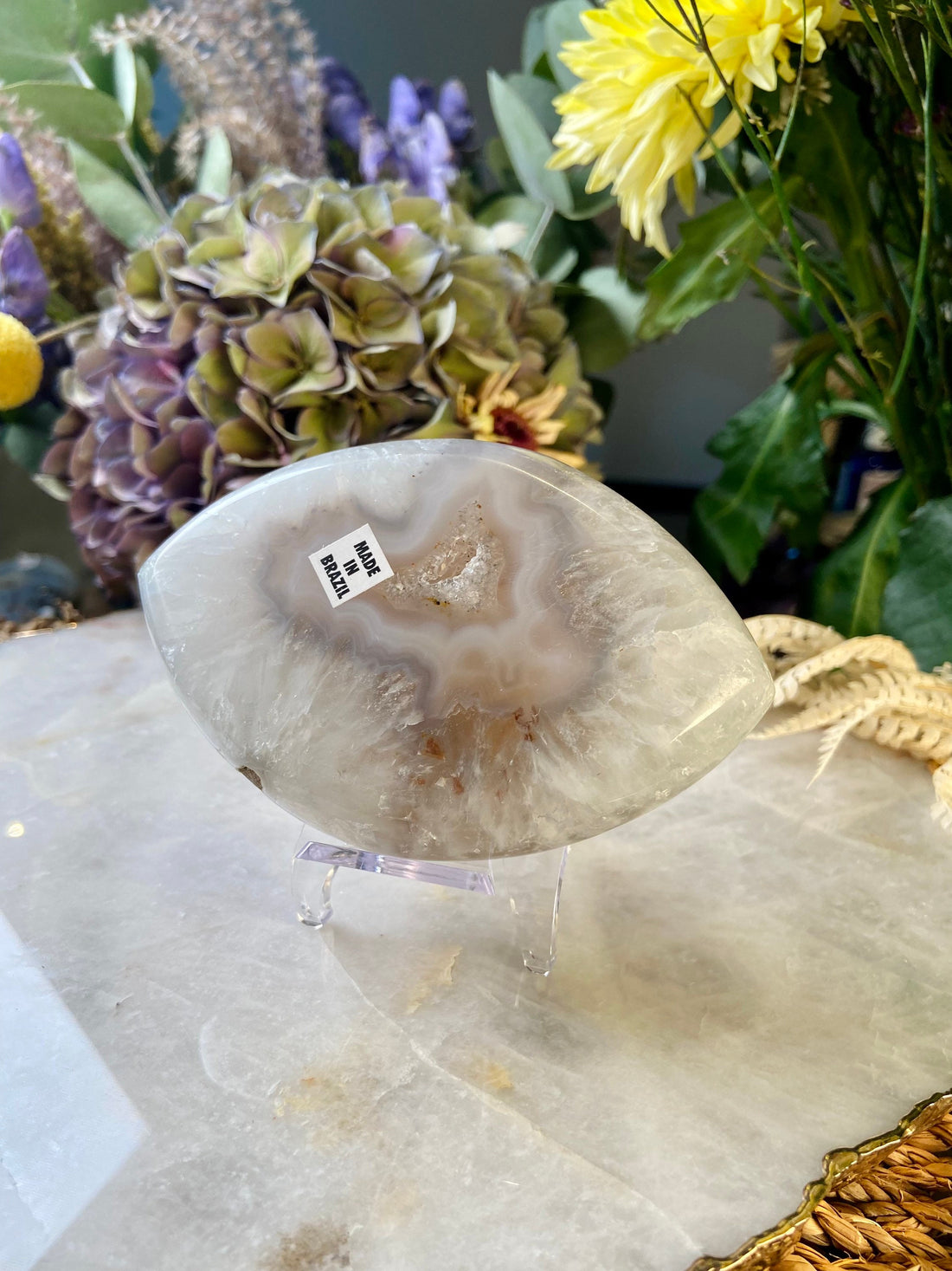 Grade AAA Brazilian Agate Quartz Geode, Energy Protection, Third Eye Opening, Manifestation Crystal, 278g