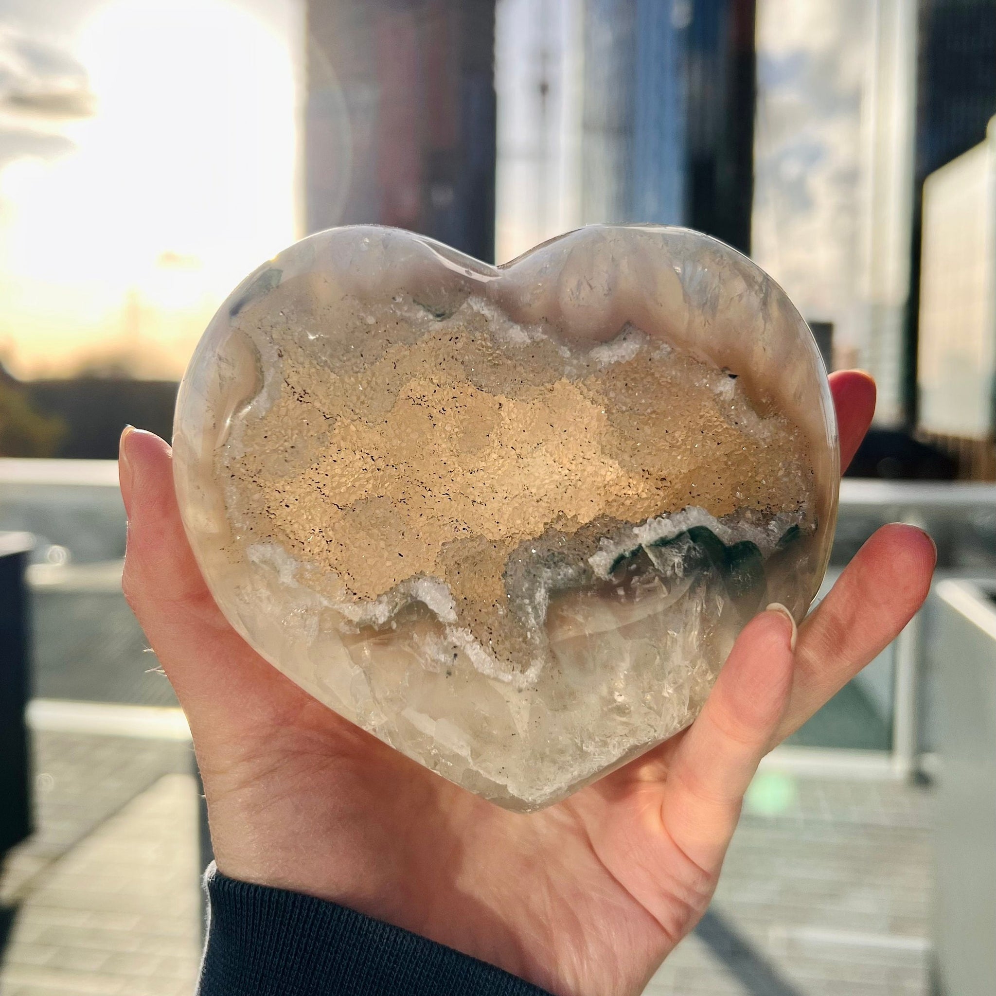 Grade AAA Agate Quartz Druzy Geode, Crystal Heart, Love Crystal, Full of Rainbow