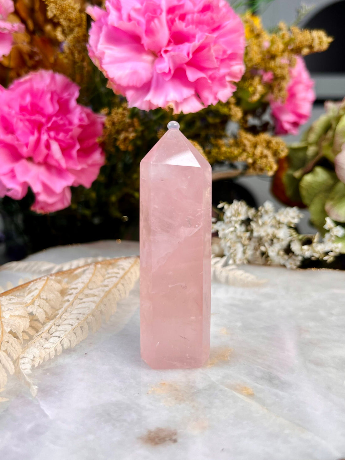 Grade AAA Rose Quartz Tower, Crystal Tower,Love Crystal, Reiki and Meditation, January Birthstone 60g