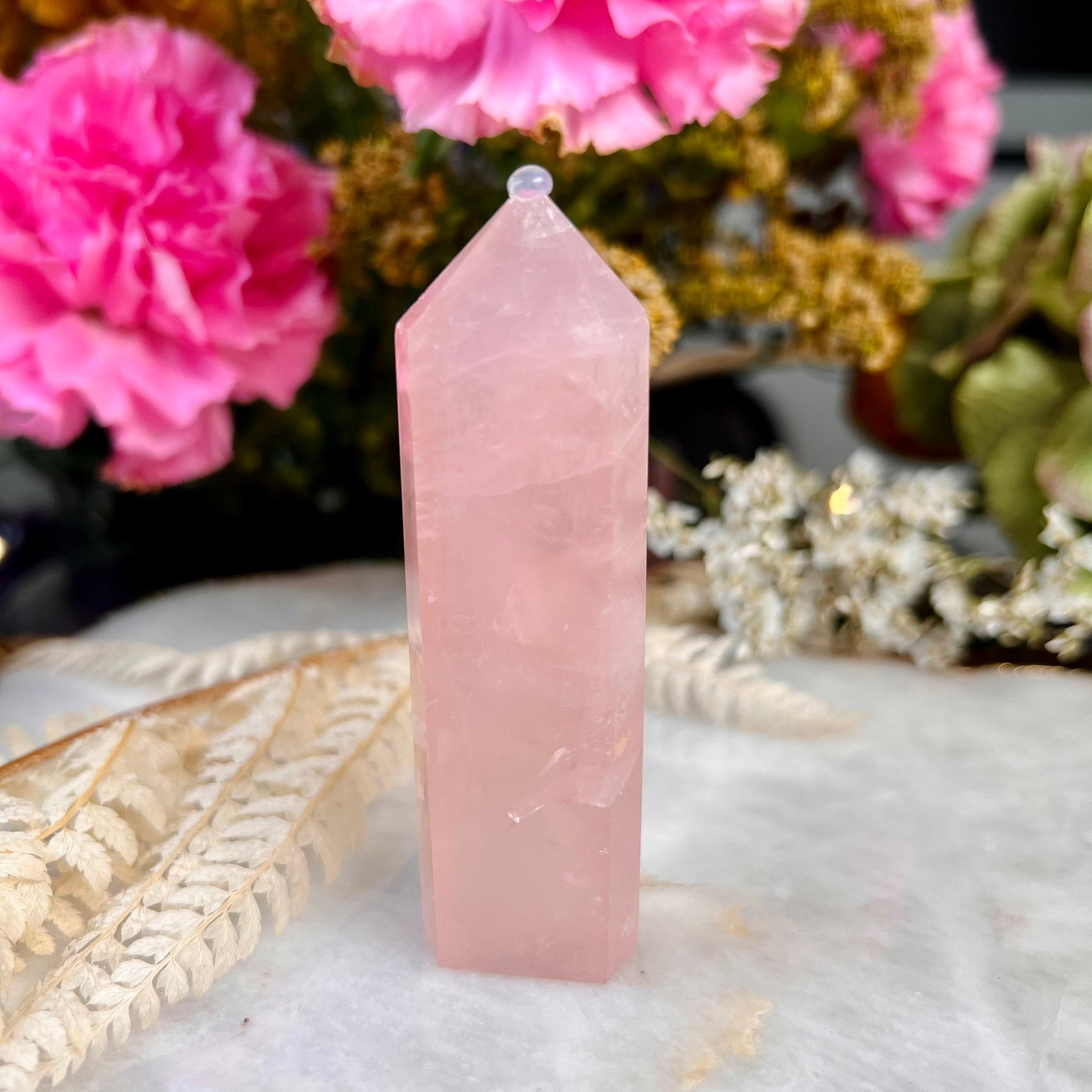 Grade AAA Rose Quartz Tower, Crystal Tower,Love Crystal, Reiki and Meditation, January Birthstone 60g