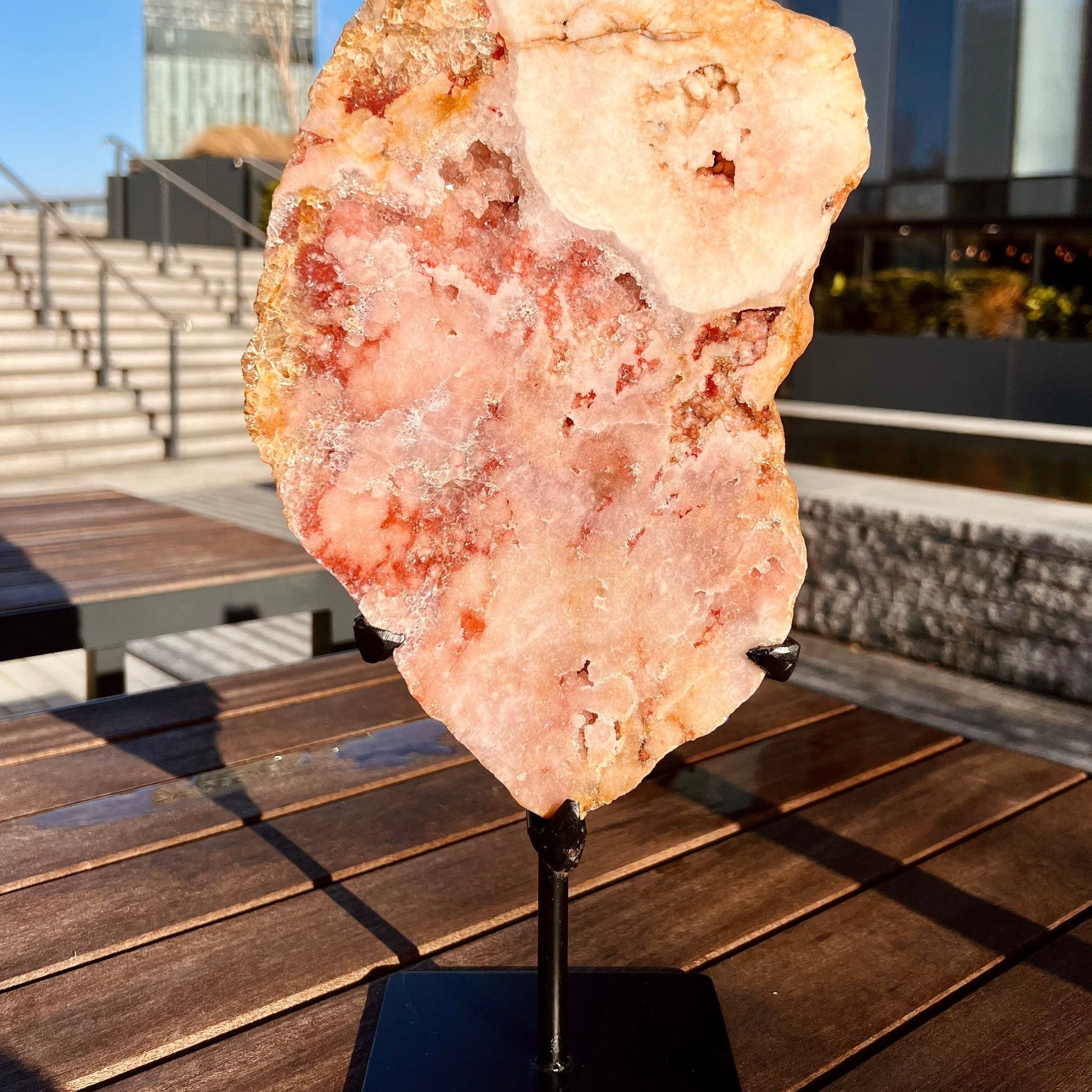 Grade AAA  Pink Amethyst Slab on Stand, Full body Sparkle, Ametrine Inclusion, Meditation,Bedroom Crystal 2.6kg