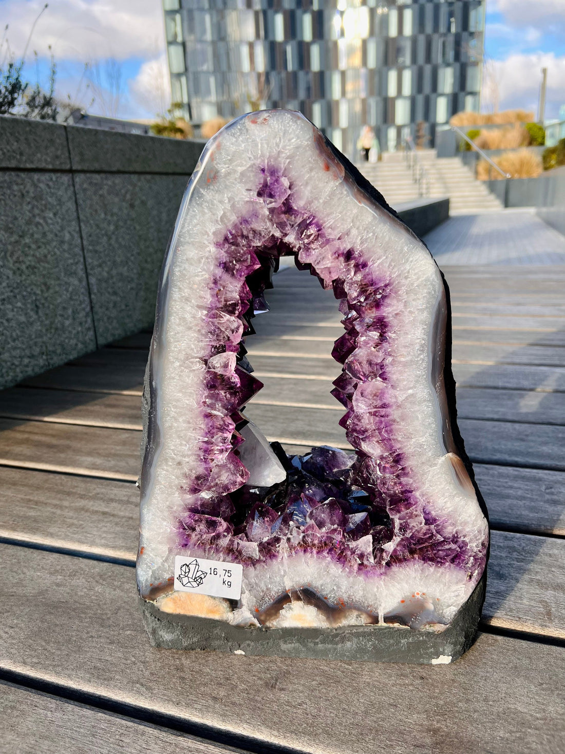 Grade AAA Brazil Amethyst Portal with Large Calcite Point and Agate Flowers, Many rainbows in Quartz and Amethyst 16.75KG