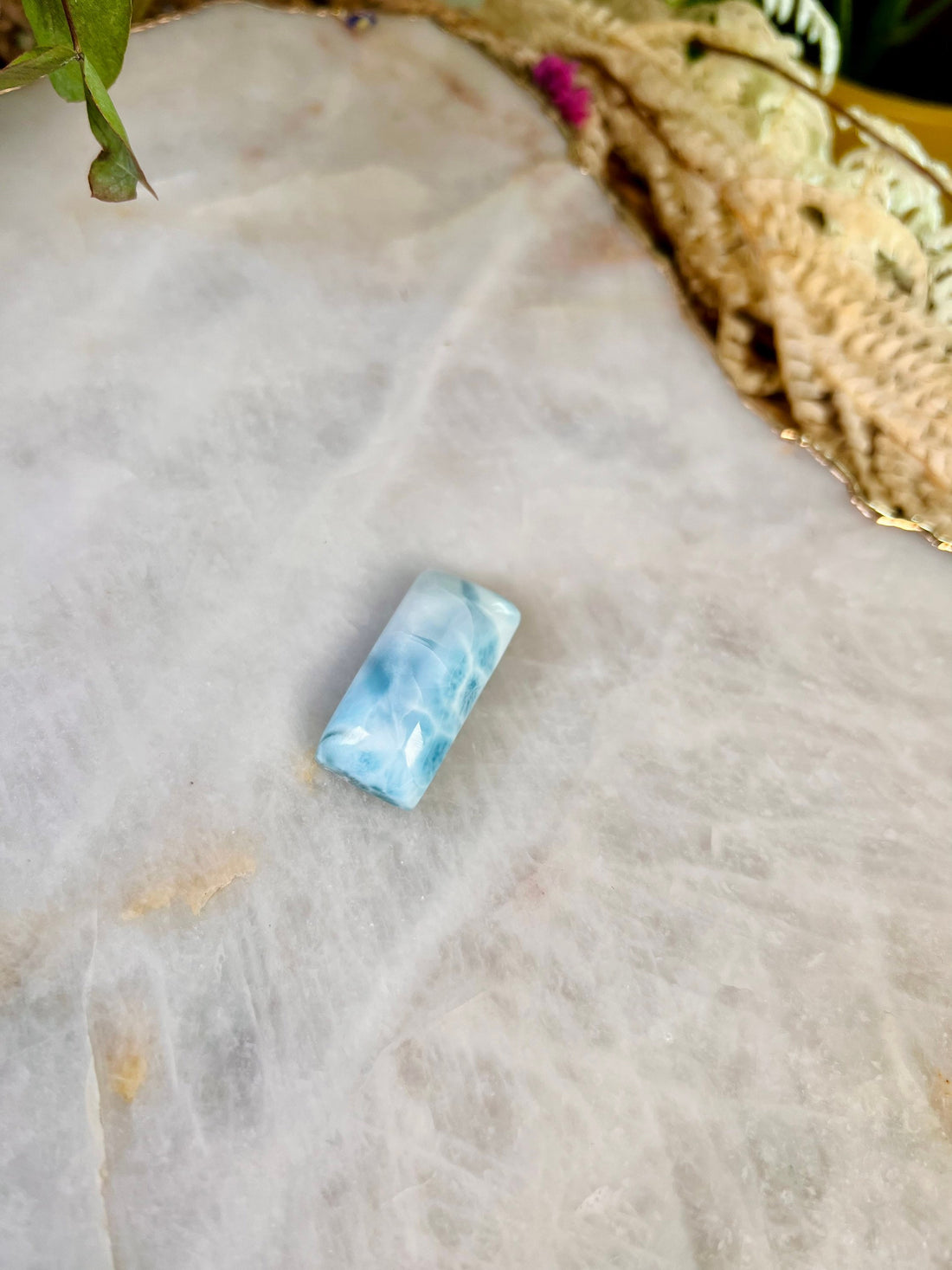 Grade AAA Natural Larimar Rectangular Cabochon from the Dominican Republic, Chakra Healing, Inner Wisdom and Manifestation Crystal