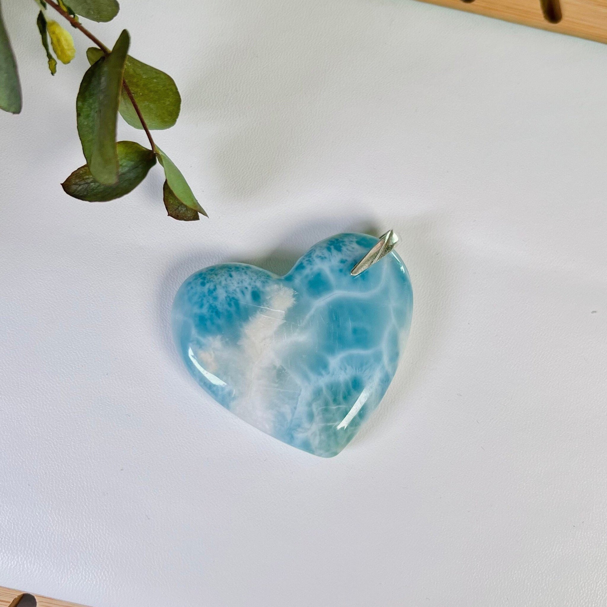 Grade AAA+ Natural LARGE Larimar Pendant, Handmade in Dominican Republic with 925 Silver, Inner Wisdom and Manifestation Crystal