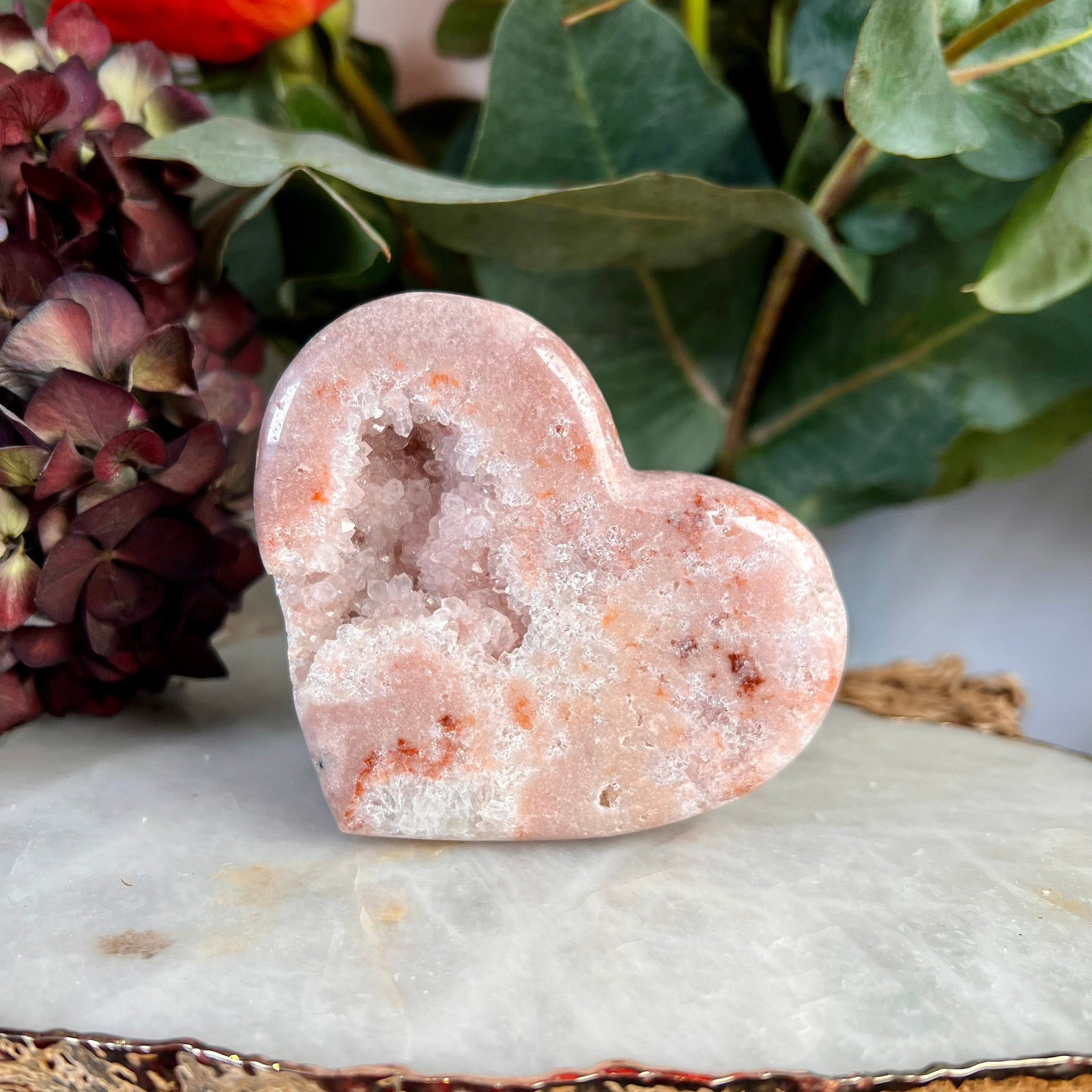 Grade AAA Natural Pink Amethyst Heart with Geode, Druzy & Hematite - Emotional and Spiritual Healing Powerhouse 390g
