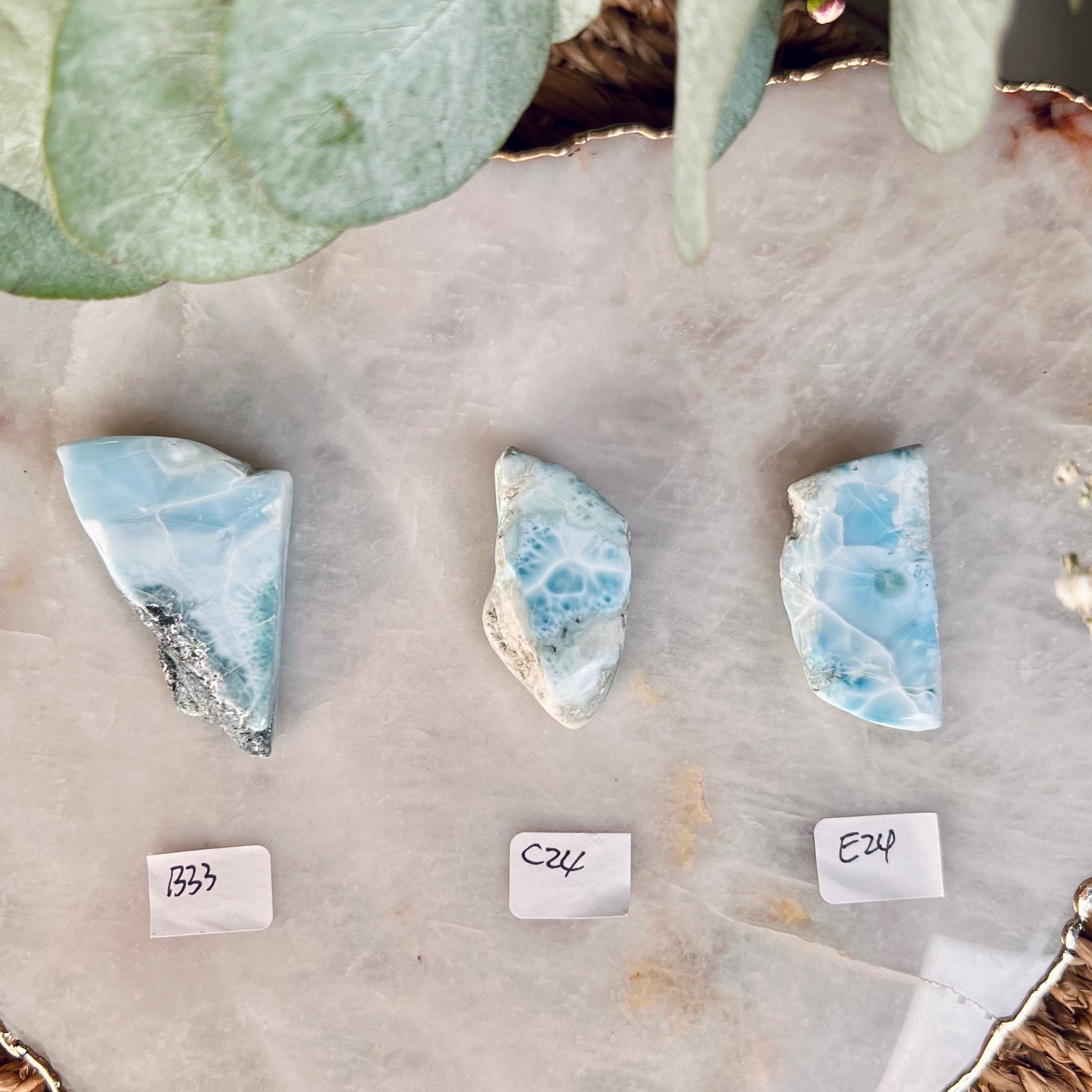 100% Natural Larimar Polished Slab from Dominican Republic, Earth Healing Crystal, Deep Calming and Perfect Manifestation Practice