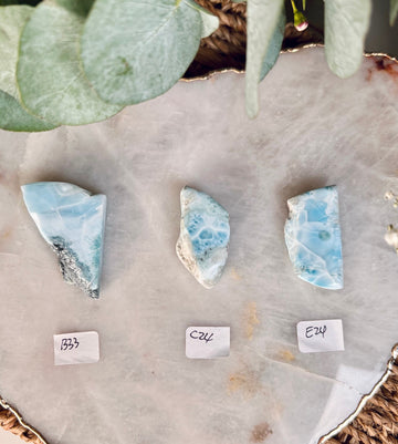 100% Natural Larimar Polished Slab from Dominican Republic, Earth Healing Crystal, Deep Calming and Perfect Manifestation Practice