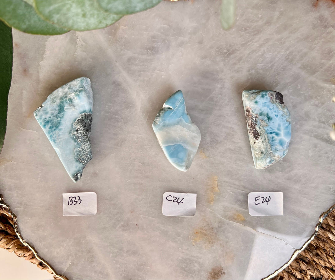100% Natural Larimar Polished Slab from Dominican Republic, Earth Healing Crystal, Deep Calming and Perfect Manifestation Practice