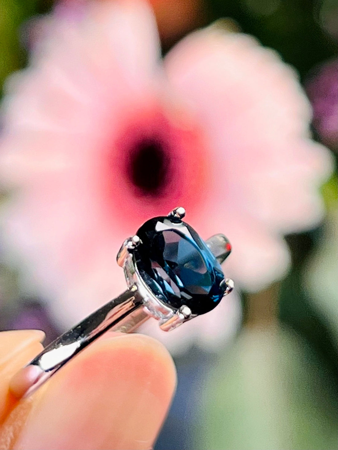 Grade AAA London Blue Topaz Ring, 925 Silver Open Band Ring, 2 Carats, December Birthstone
