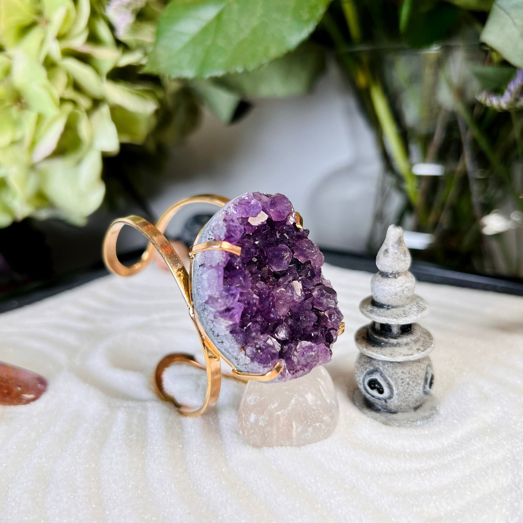 Grade AAA Natural Purple Amethyst Bangle Bracelet, Handmade in Brazil