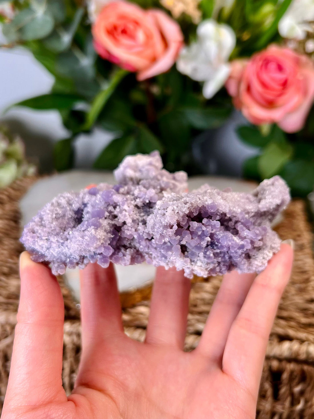 Grade AA Natural Grape Agate from Indonesia, 179g,  Natural Sparkling Velvet Shine Bubbles in Real life, Healing Crystal Home Decor