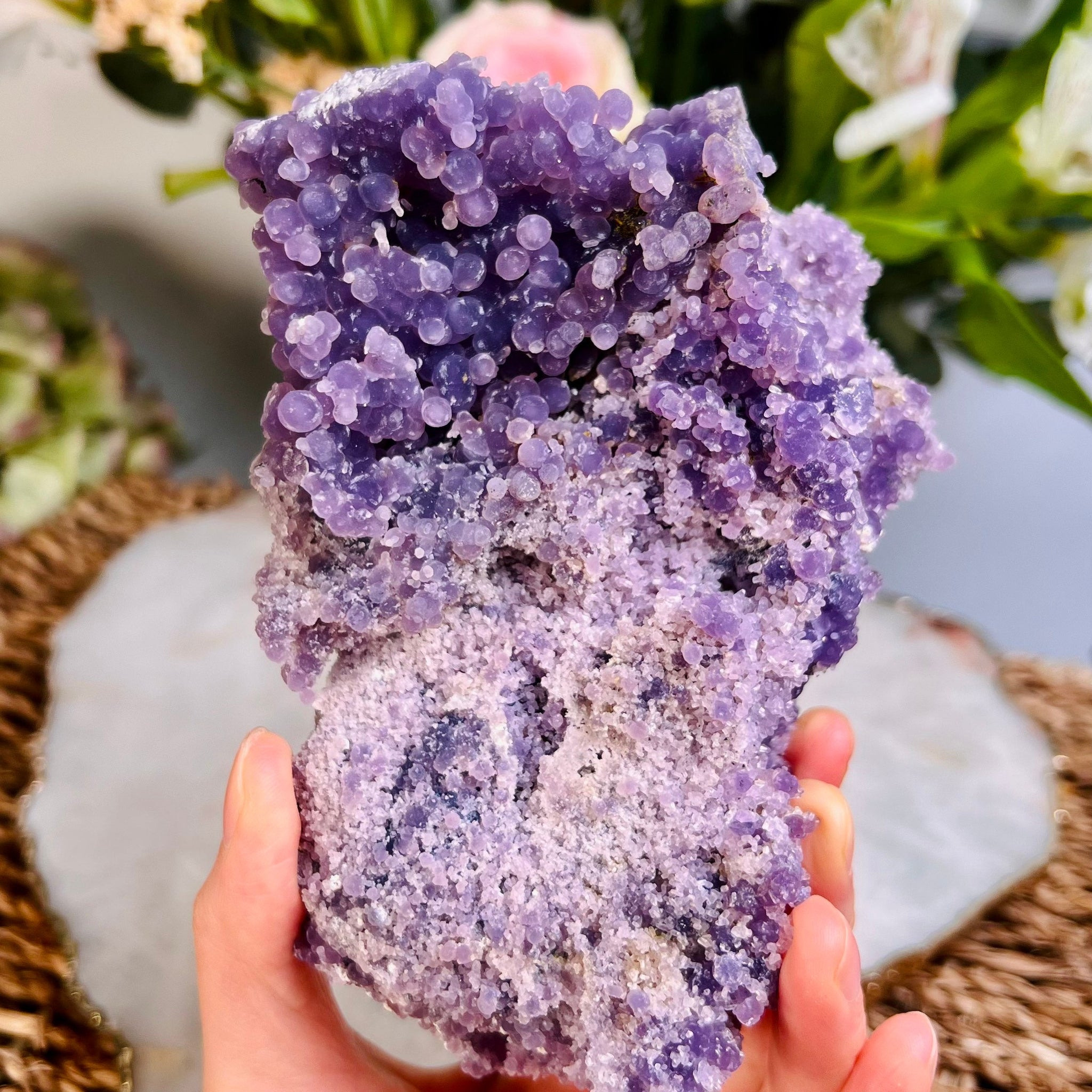 Grade AAA+ Natural Grape Agate from Indonesia, 365g,  Natural Velvet Shine Bubbles in Real life, Healing Crystal Home Decor