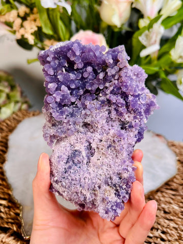 Grade AAA+ Natural Grape Agate from Indonesia, 365g,  Natural Velvet Shine Bubbles in Real life, Healing Crystal Home Decor