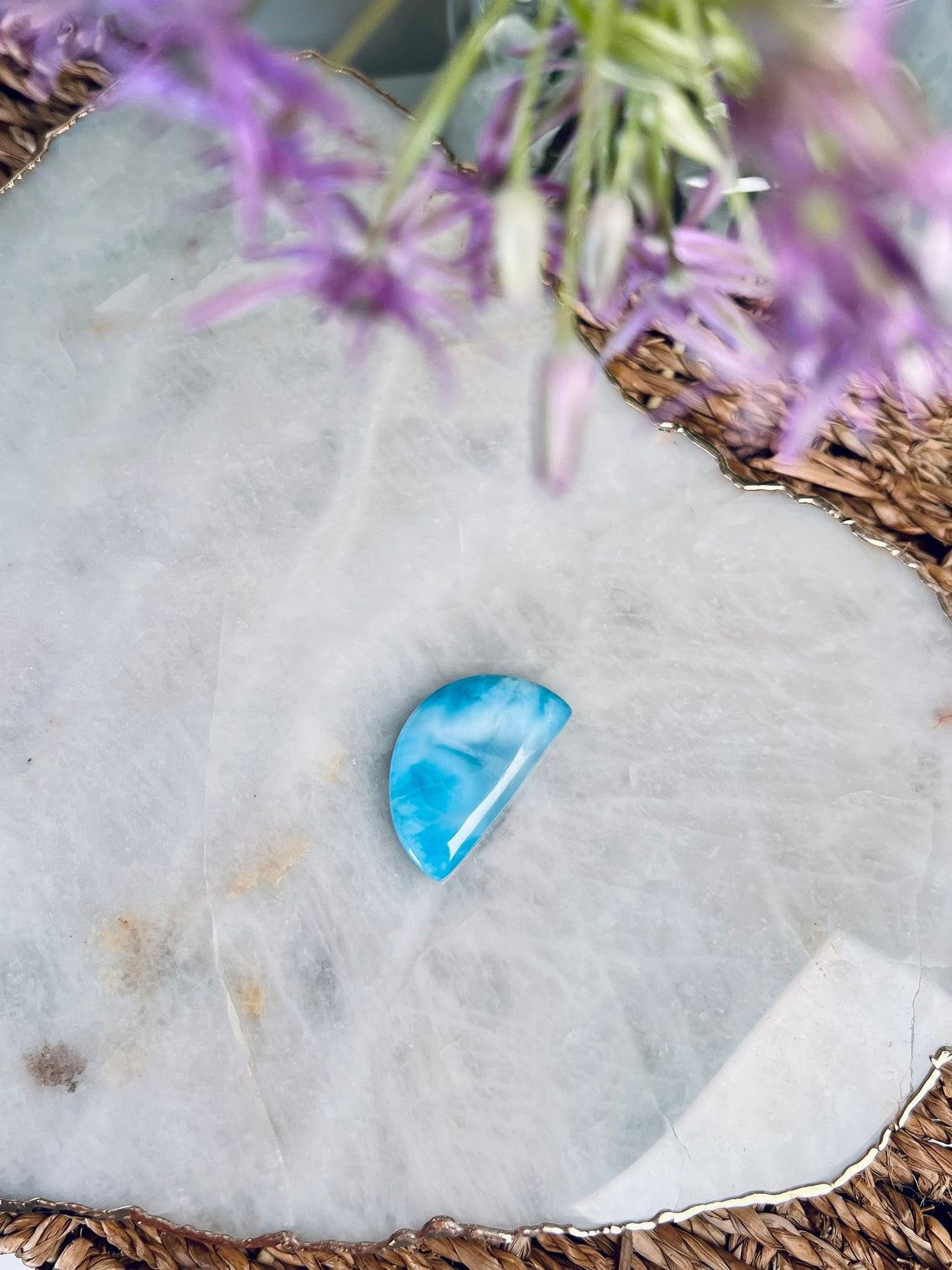Grade AAA Natural Larimar Cabochon from the Dominican Republic, Inner Wisdom and Manifestation Crystal 14g, 38mm*22mm*7mm