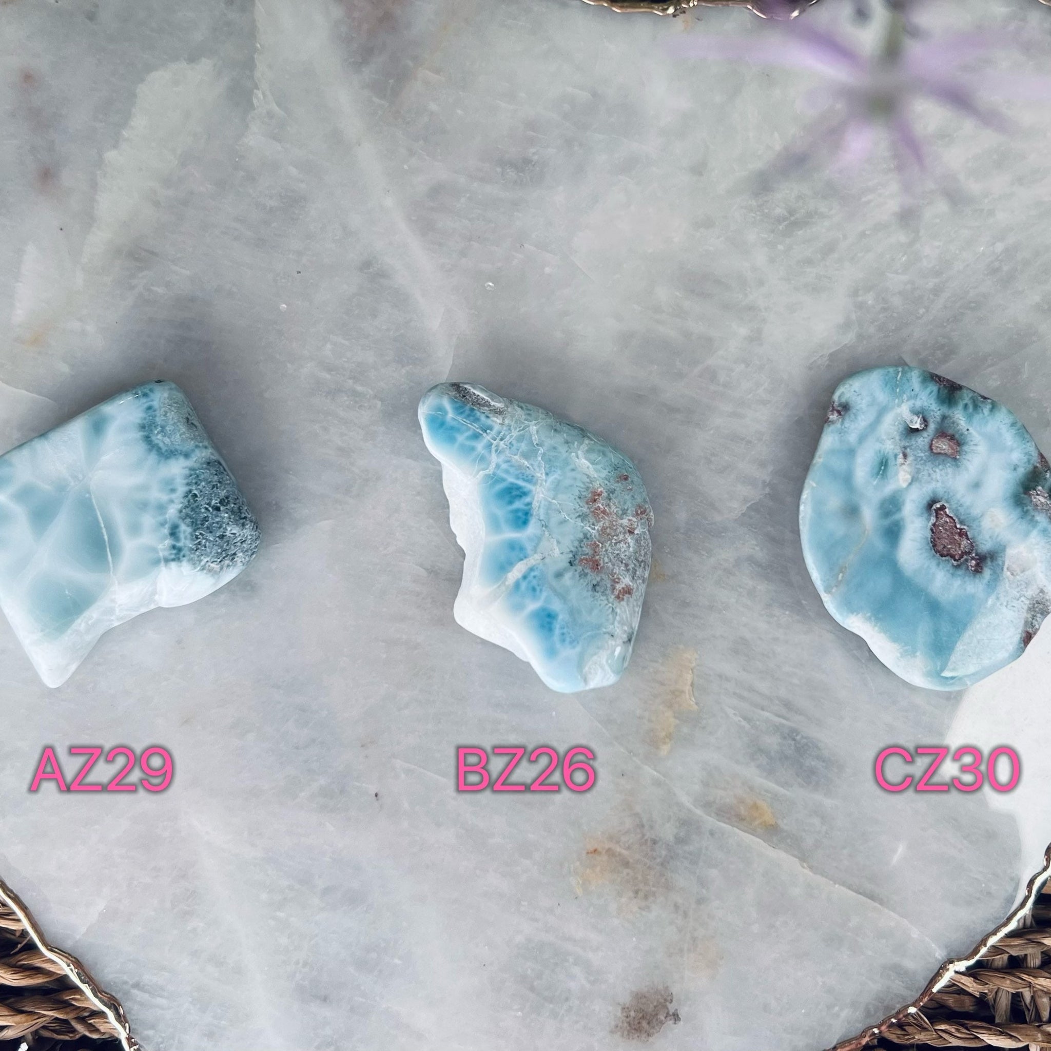 100% Natural Larimar Polished Slabs from Dominican Republic, Larimar Palmstone, Earth Healing Crystal