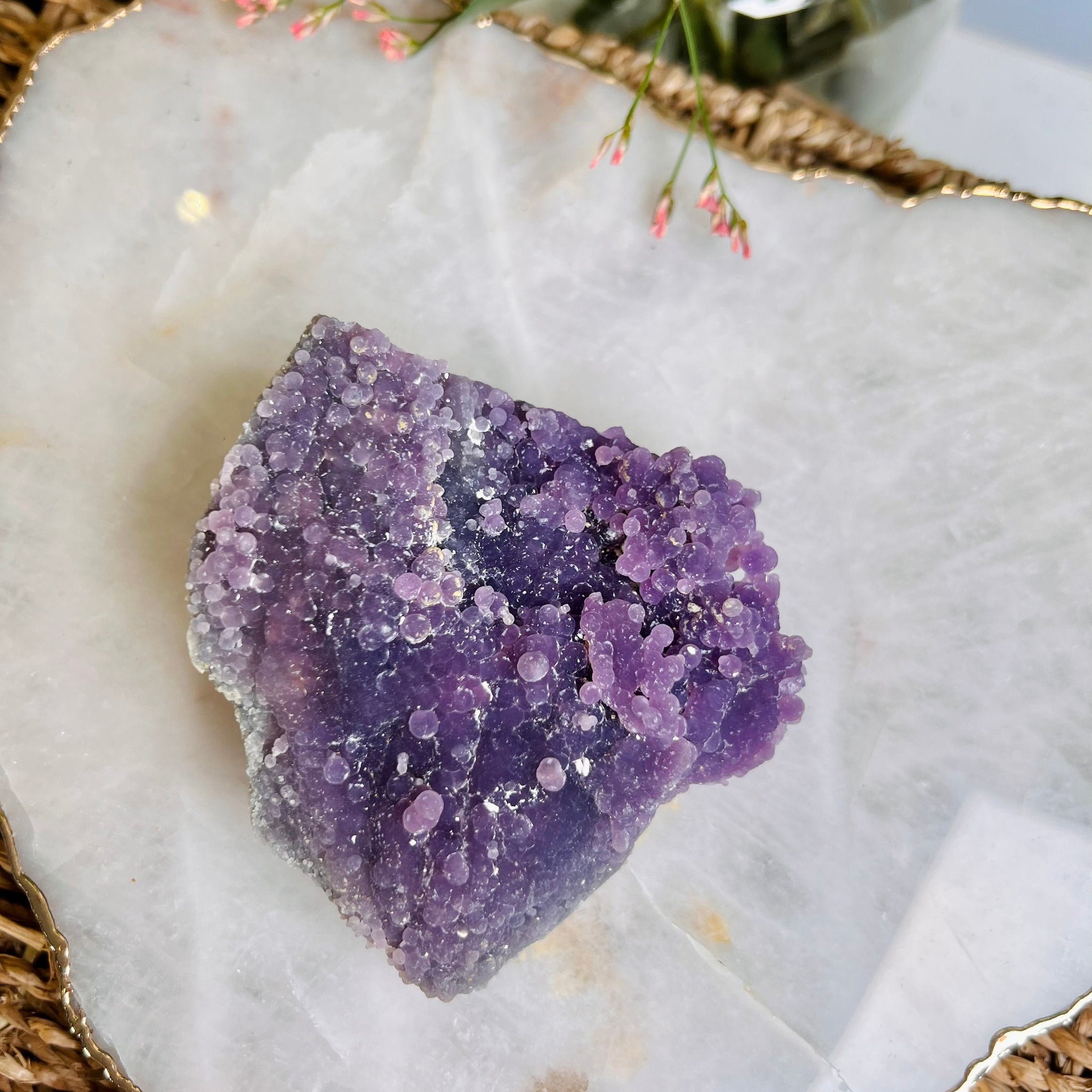 Grade AAA+ Natural Grape Agate from Indonesia, 245g,  Natural Velvet Shine Bubbles in Real life, Healing Crystal Home Decor