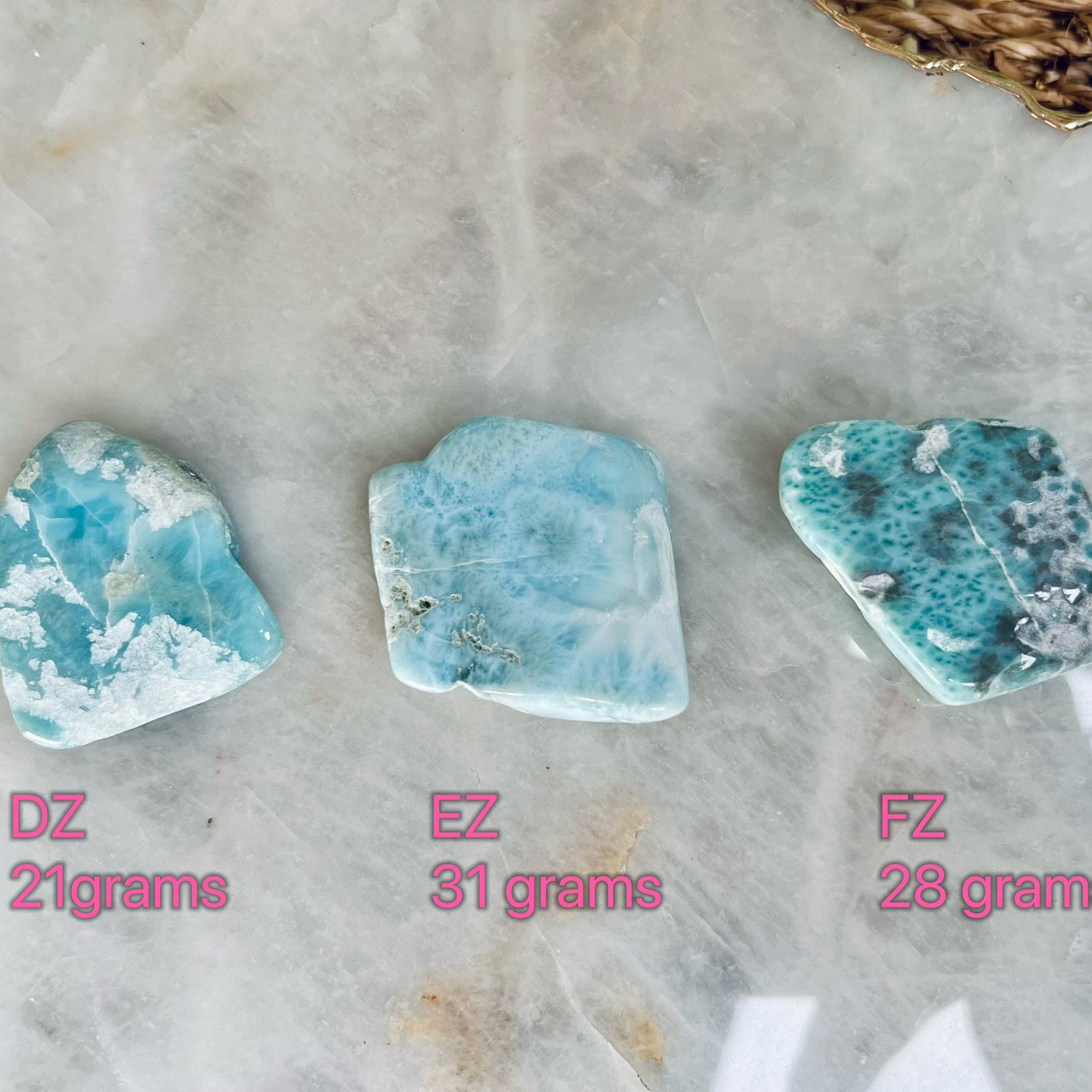 100% Natural Larimar Polished Slabs from Dominican Republic, Larimar Palmstone, Earth Healing Crystal