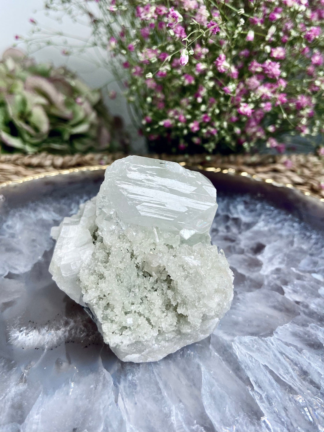 Grade AAA Natural Terminated Apophyllite Specimen from India, Crystal Healing Home Decor 132g