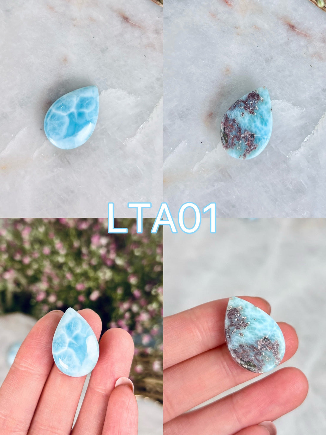 Grade AAA 100% Natural Larimar TeardropCabochon from Dominican Republic, Earth Healing Crystal 5-6grams