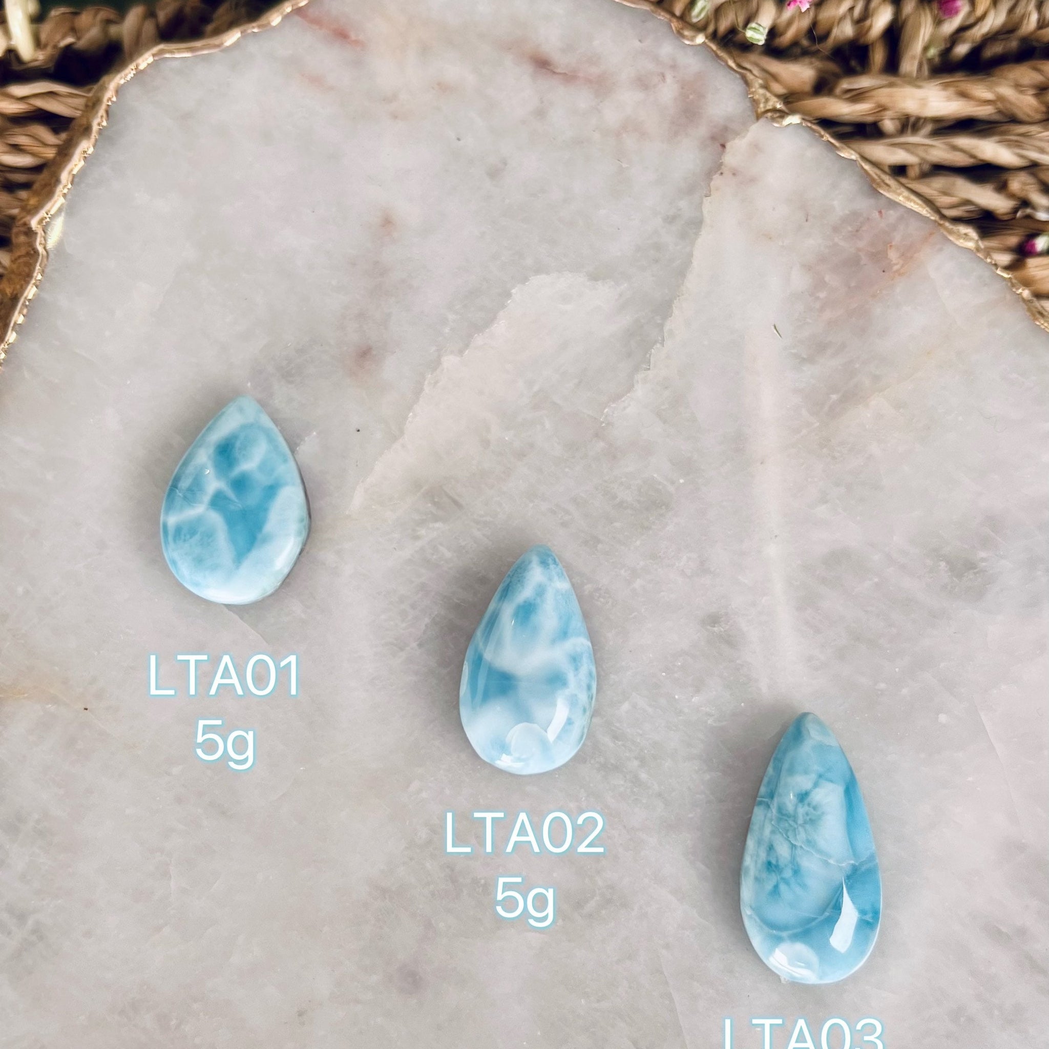 Grade AAA 100% Natural Larimar TeardropCabochon from Dominican Republic, Earth Healing Crystal 5-6grams