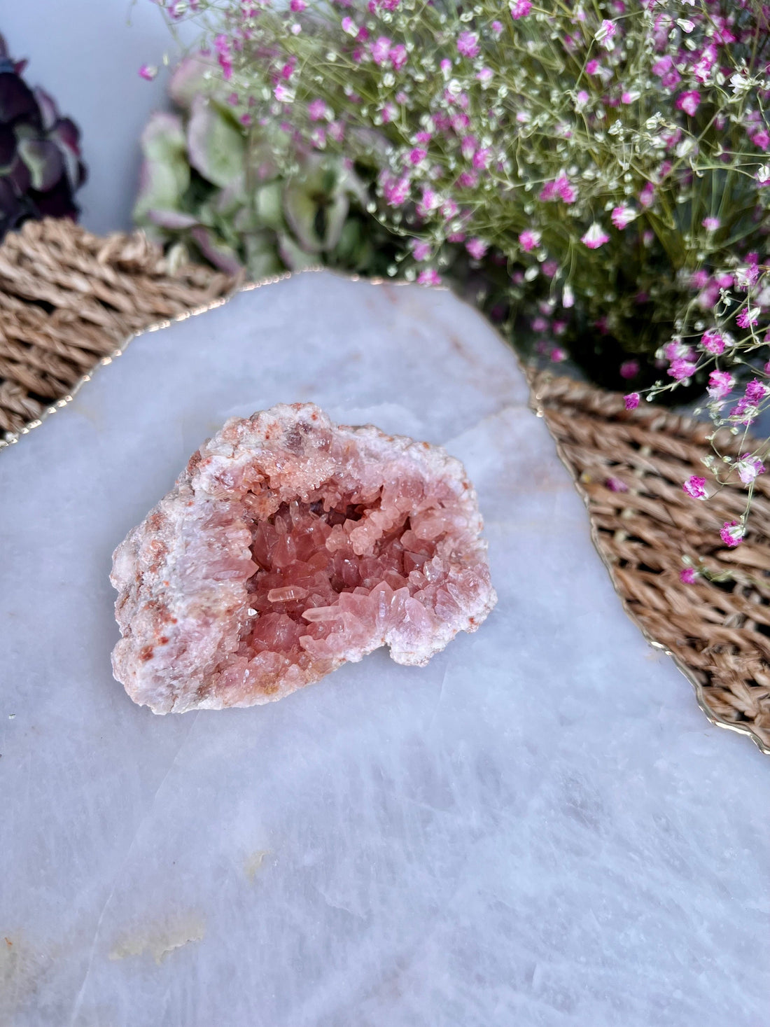 Grade AAA Natural Argentinian Pink Amethyst Geode, Heart Chakra, Meditation, Reiki , Energy Balance 146g