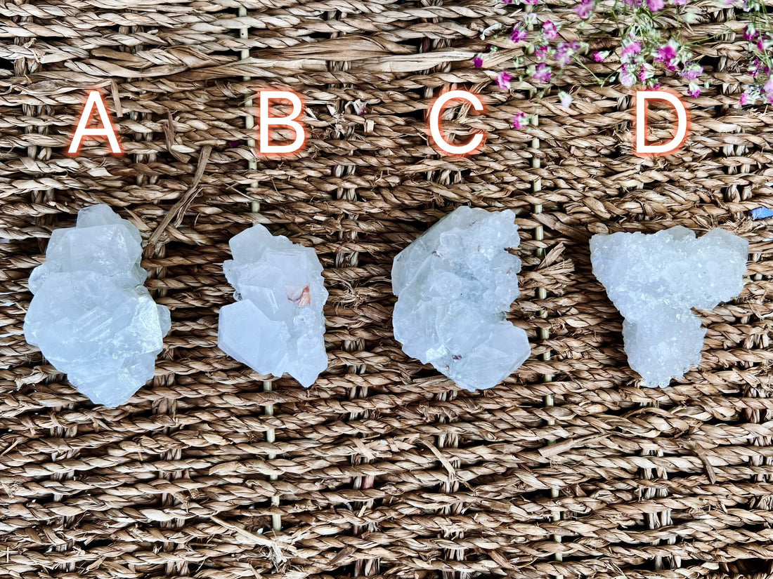 Grade AA Natural Apophyllite Specimen with from India, Crystal Healing Home Decor