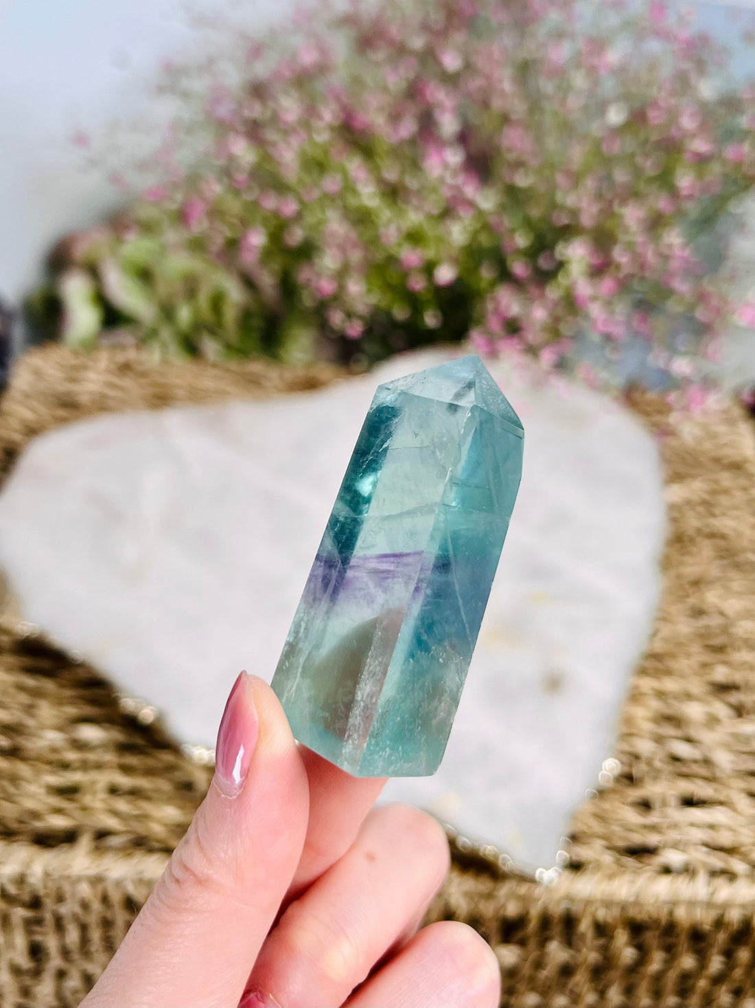 Grade AAA Rainbow Fluorite Tower 51g Green Purple Fluorite, Crystal healing Home Decor, DISCOUNT for minor polishing imperfection