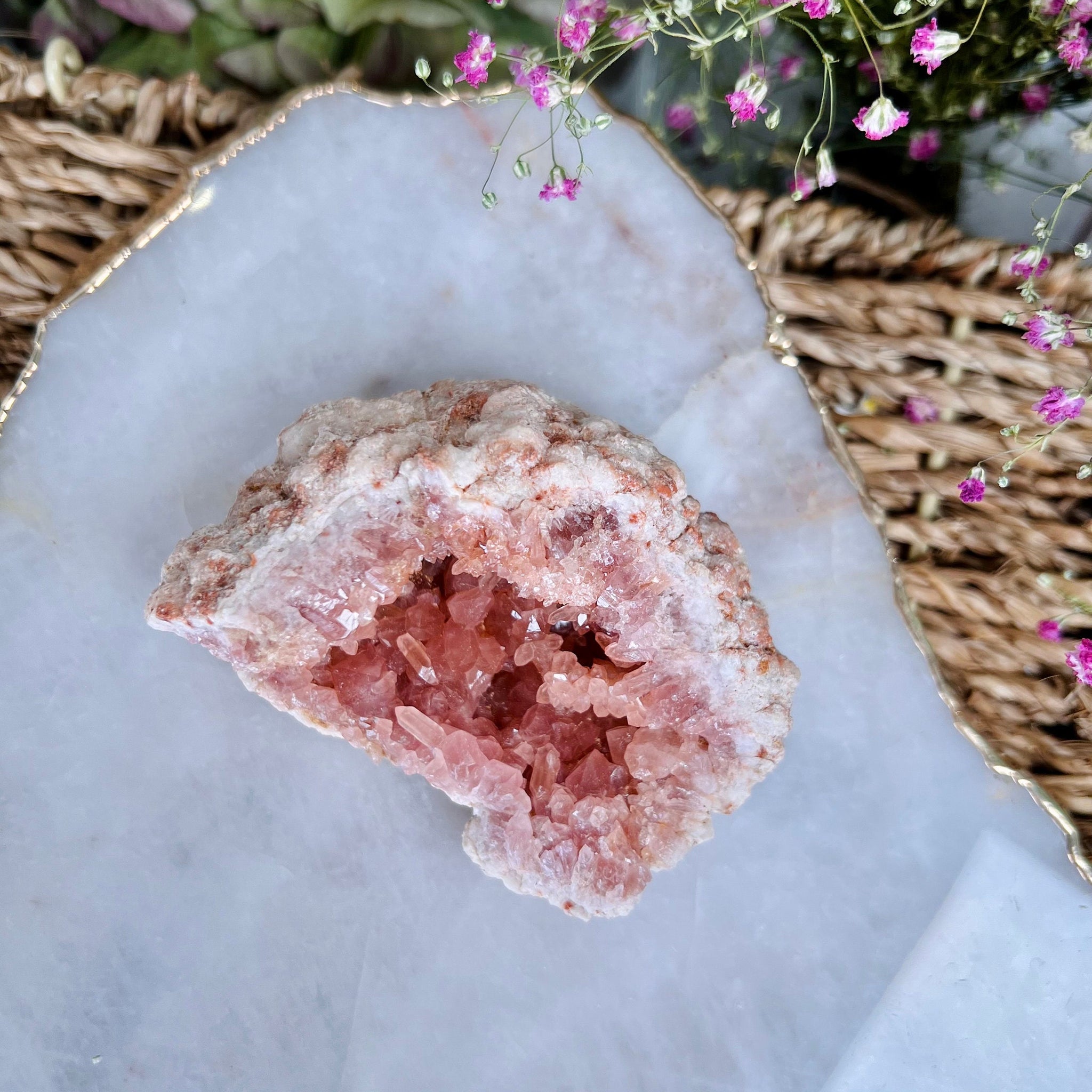 Grade AAA Natural Argentinian Pink Amethyst Geode, Heart Chakra, Meditation, Reiki , Energy Balance 146g