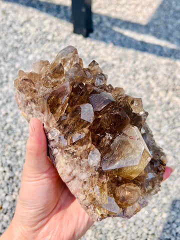 Grade AAA Natural Smoky Golden Rutile Quartz Cluster, Smoky Quartz with Titanium Rutile 1152g