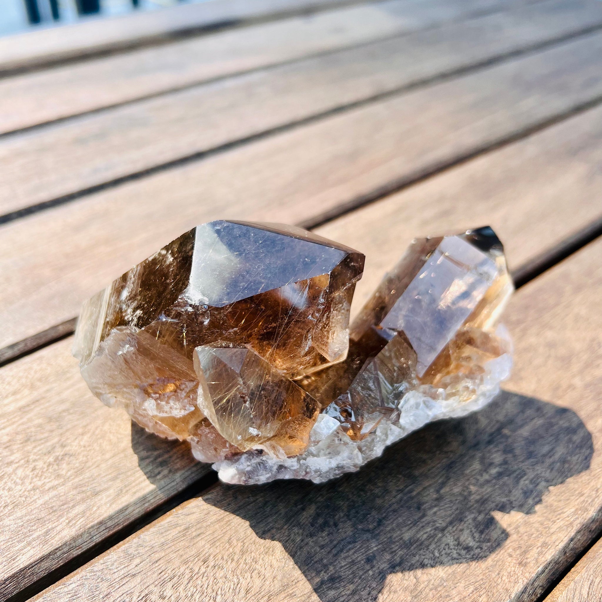 Grade AAA Natural Golden Rutile Smoky Quartz Cluster - A Marvel of Light and Energy, 455g