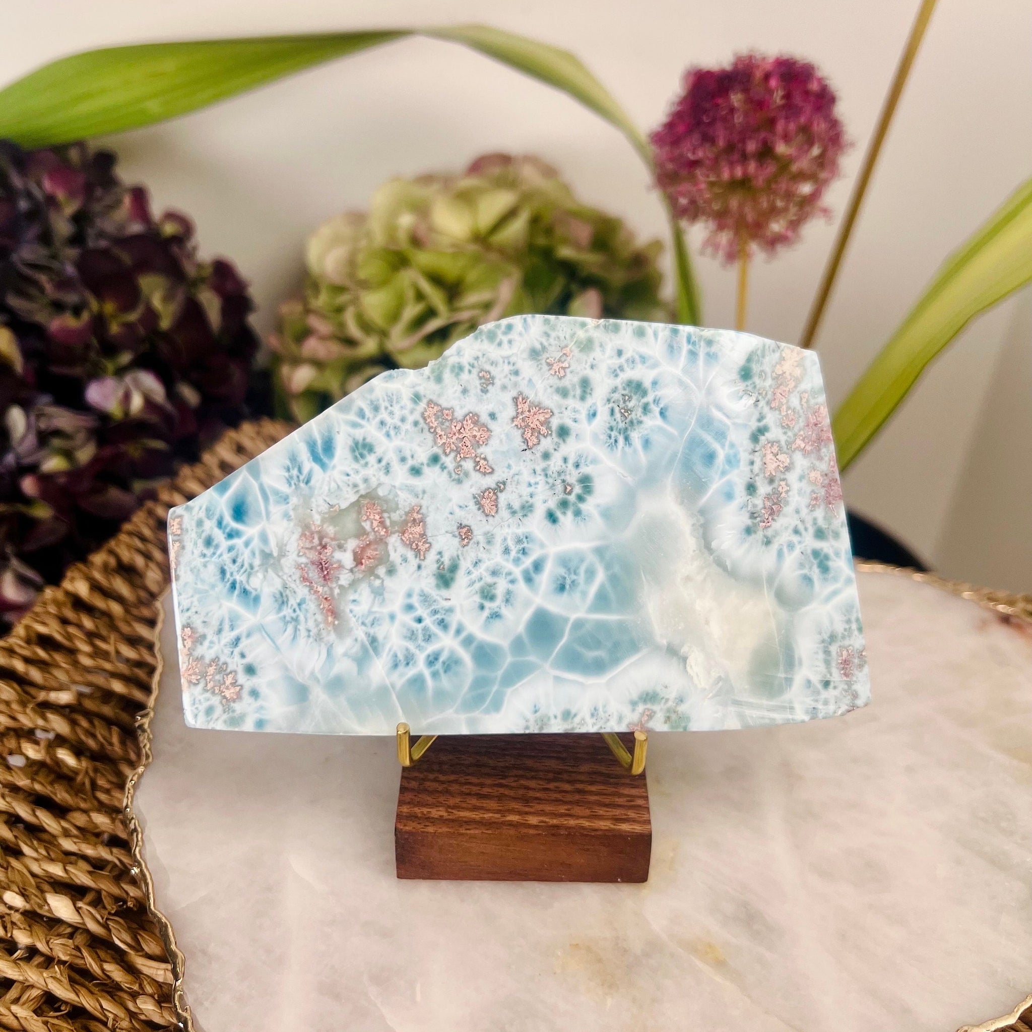Grade AAA 100% Natural Large Larimar Polished Slab from Dominican Republic, Larimar Plate, Earth Healing Crystal 276g -  LSL02