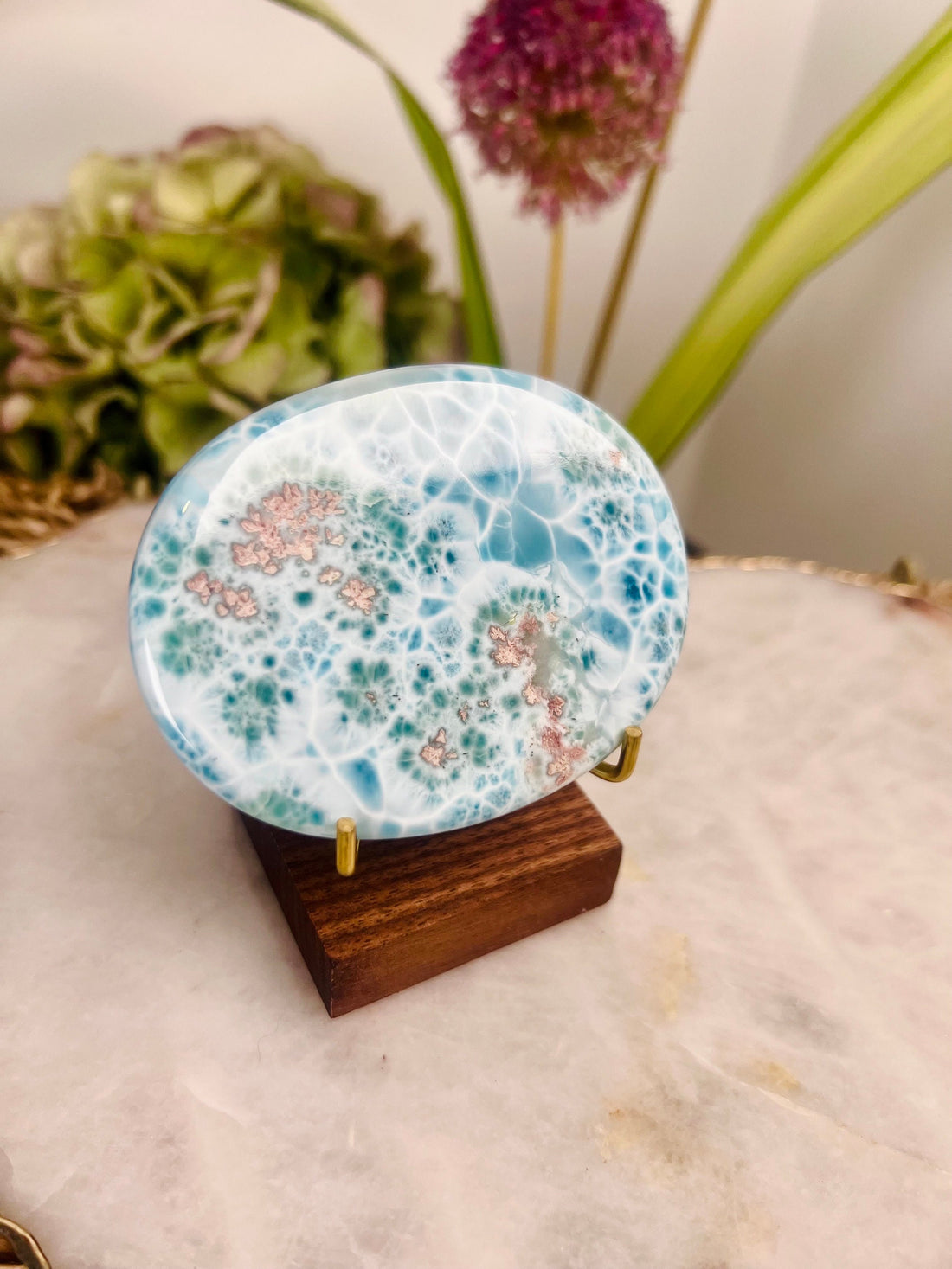 Grade AAA Natural Larimar Palmstone from  Dominican Republic, Blue Larimar, Manifestation Crystal 109g